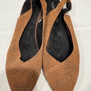 Toms Brown Flats with Suede Texture and Pointed Toe
